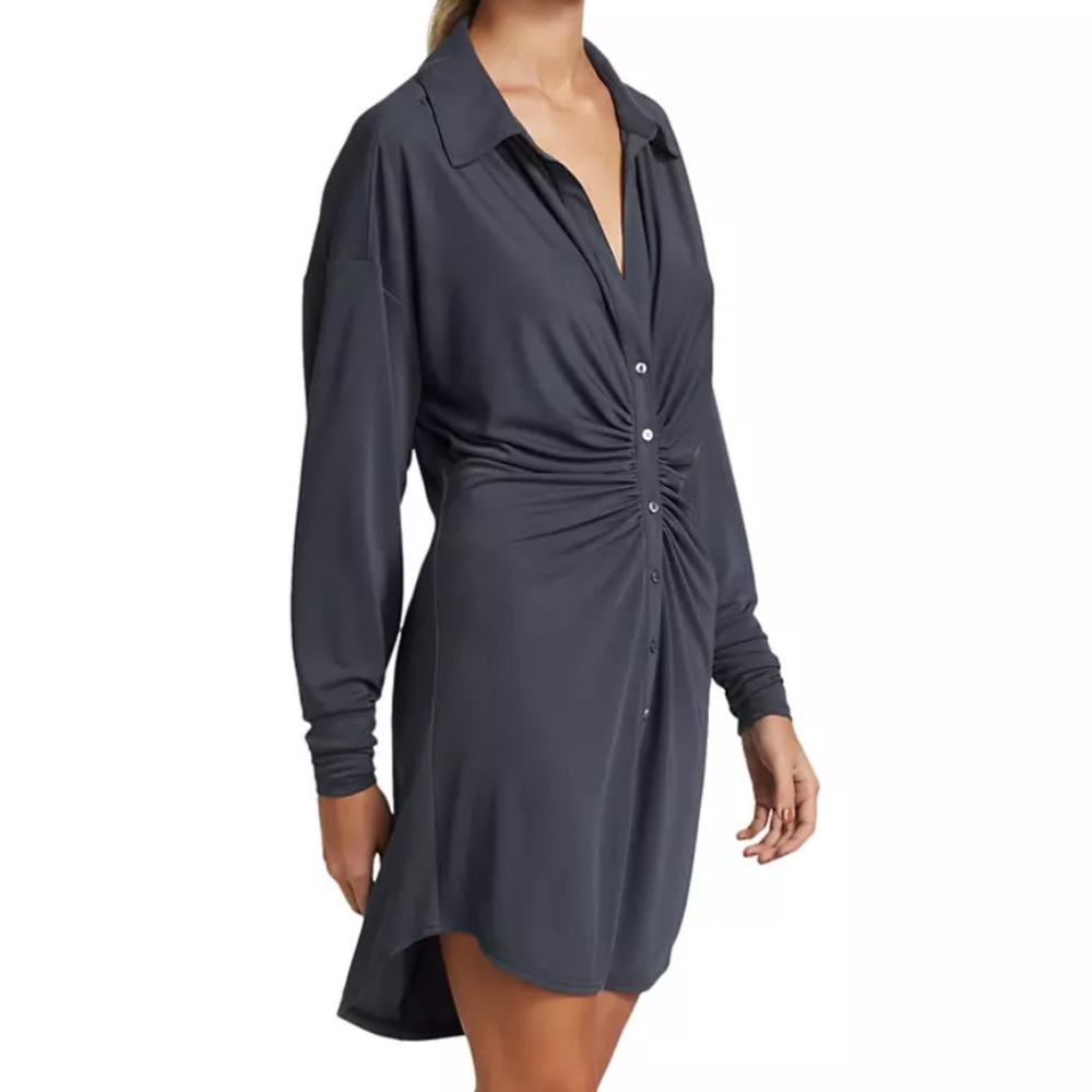 Cinq à Sept Arden Ruched Long Sleeve Shirtdress